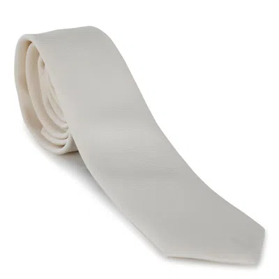 Shop Saint Laurent White Tie In Beige