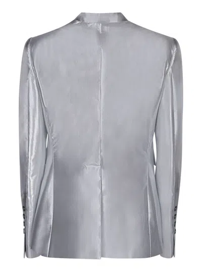 Sapio Metallic Single Breasted Jacket In Gray