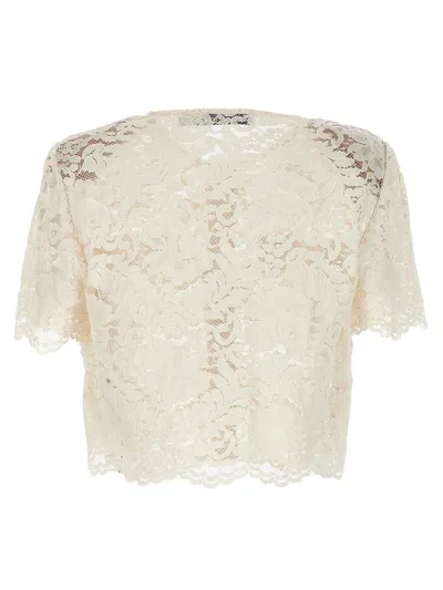 Shop Self-portrait 'cream Cord Lace' Shirt In Ivory