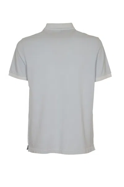 Shop Stone Island Logo Cotton Polo Shirt In Clear Blue
