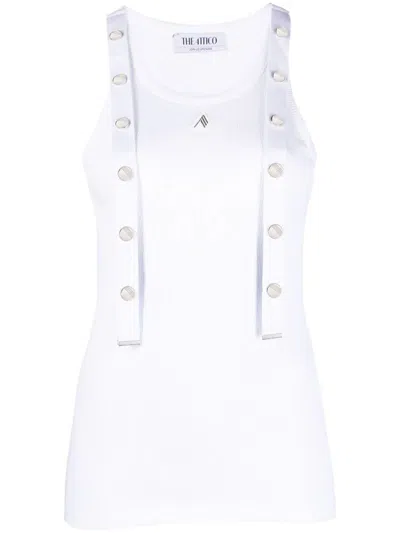 Shop Attico The  Ribbed Tank Top With Shoulder Detail In White