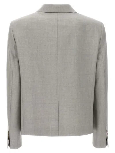 Shop Theory Double-breasted Blazer In Gray