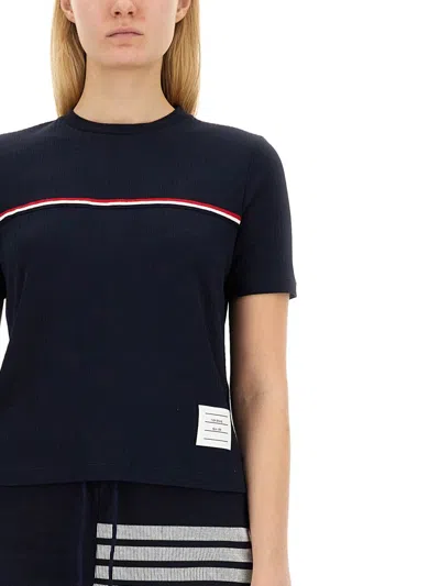 Shop Thom Browne Cotton T-shirt In Blue