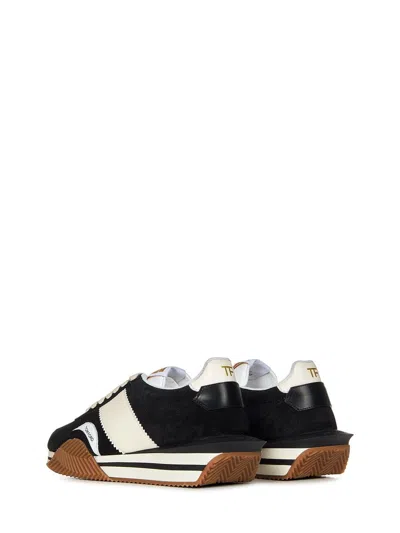 Shop Tom Ford Black Leather James Sneakers