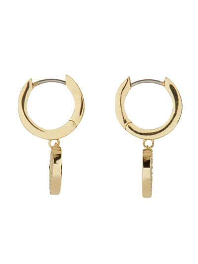 Shop Tory Burch Miller Logo Hoop Earrings In Gold