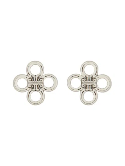 Shop Tory Burch Silver Brass Kira Necklace In Tory Silver / Crystal
