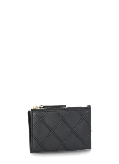 Shop Tory Burch Fleming Leather Card Holder In Black