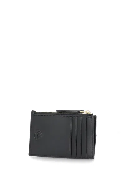 Shop Tory Burch Fleming Leather Card Holder In Black