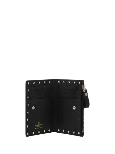 Valentino Rockstud Zipper Coin Card Holder In Black