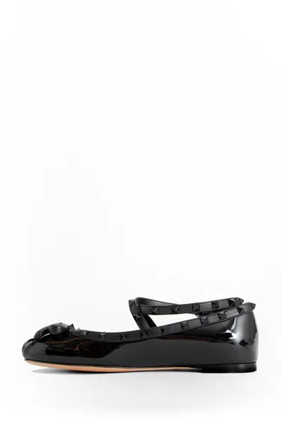 Shop Valentino Garavani - Rockstud Leather Ballet Flats In Black