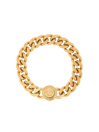 Shop Versace Medusa Chain Bracelet In Golden