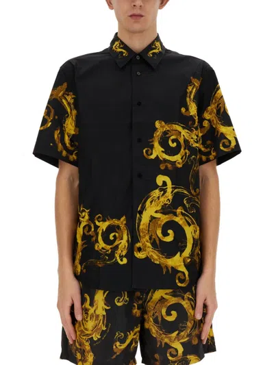 Shop Versace Jeans Couture Shirts In Black/gold