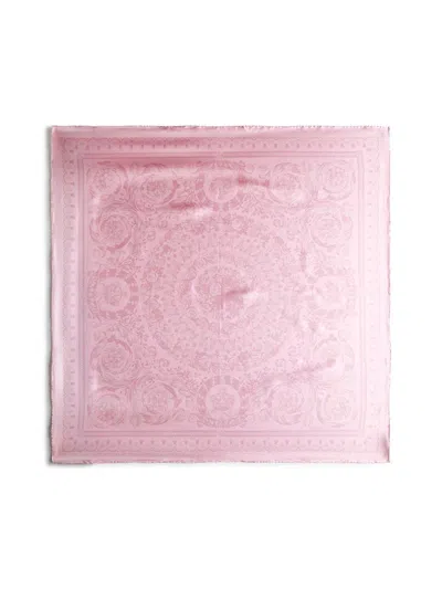 Shop Versace Silk Scarfs In Pale Pink