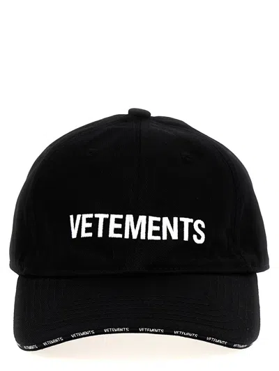 Shop Vetements Logo Cap In White/black