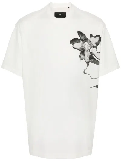 Shop Y-3 Adidas Cotton T-shirt In Ivory