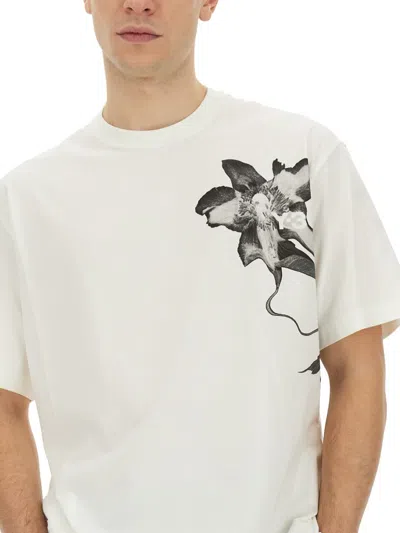 Shop Y-3 Adidas  Graphic T-shirt In Ivory