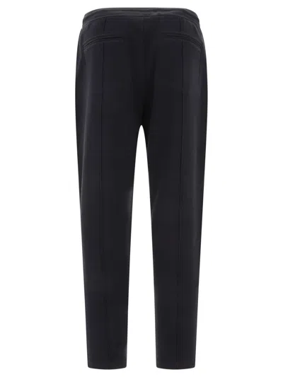 Shop Brunello Cucinelli Techno Cotton French Terry Trousers With Crête Detail In Black