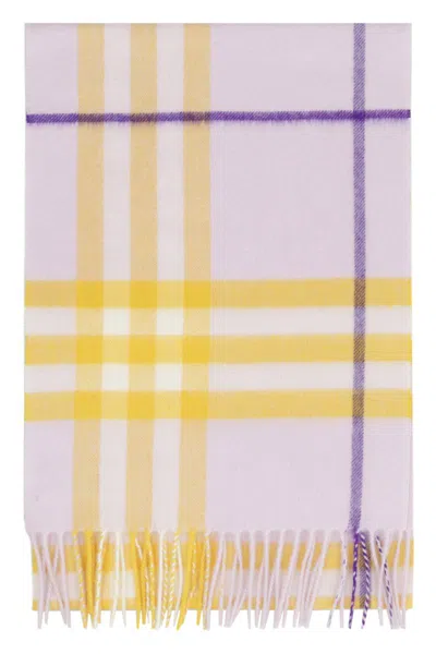 Shop Burberry Cashmere Scarf With Fringes In Pink