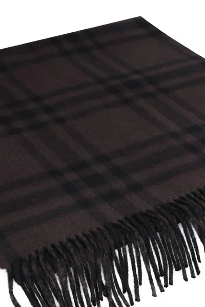 Shop Burberry Checked Cashmere Scarf In Grey