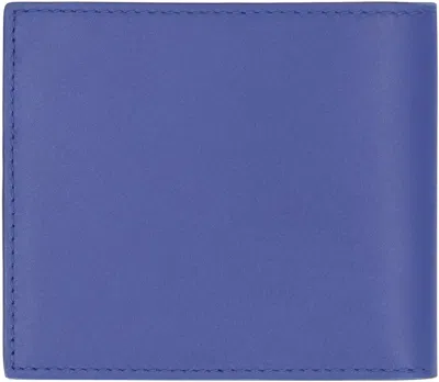 Shop Burberry Leather Flap-over Wallet In Blue