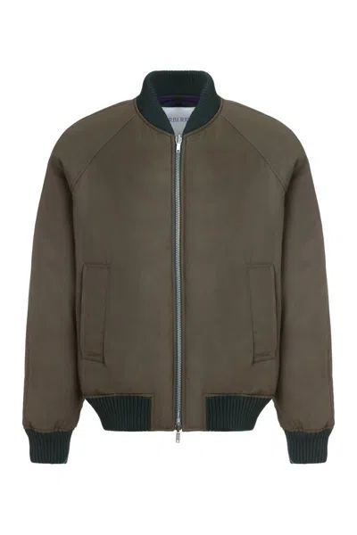 Shop Burberry Wool Bomber Jacket In Green