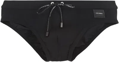 Shop Dolce & Gabbana Logo Swim Briefs In Black