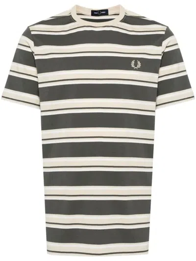 Shop Fred Perry Fp Stripe T-shirt Clothing In Green