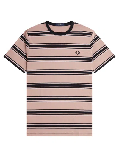 Shop Fred Perry Fp Stripe T-shirt Clothing In Pink & Purple