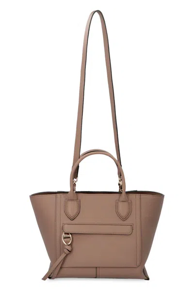 Shop Longchamp Mailbox Leather Bag In Turtledove