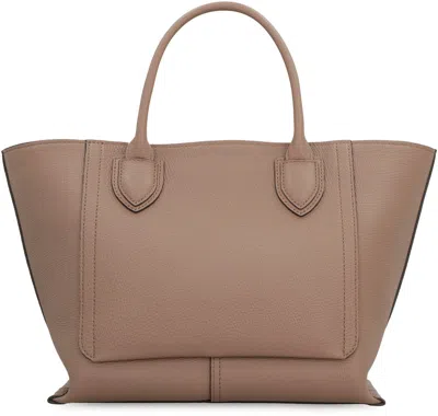Shop Longchamp Mailbox Leather Bag In Turtledove