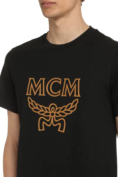 Shop Mcm Logo Cotton T-shirt In Black