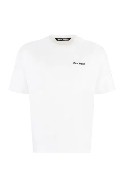 Shop Palm Angels Cotton Crew-neck T-shirt In White