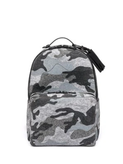 Shop Valentino Camouflage-print Felt & Leather Backpack In Grey-camo