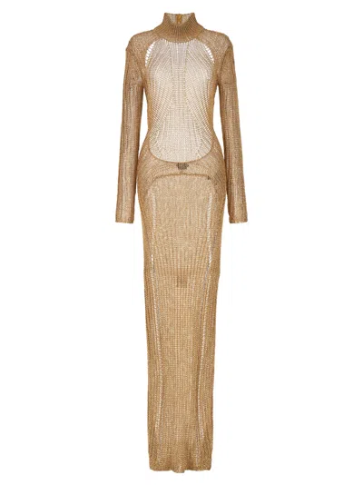 Shop Tom Ford Maxi Cut Out Long Dress Dresses Gold