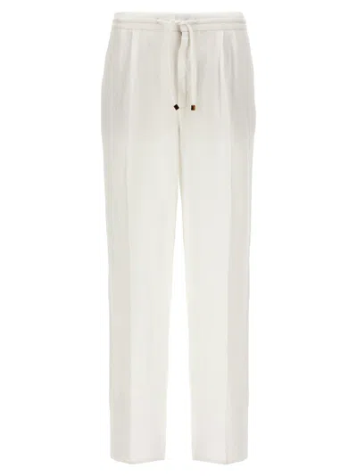 Shop Brunello Cucinelli Linen Pence Pants In White