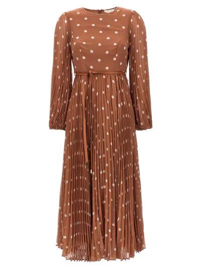 Shop Zimmermann Sunray Midi Dresses In Brown