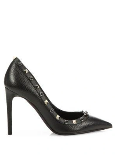 Shop Valentino Noir Rockstud Leather Point-toe Pumps In Black