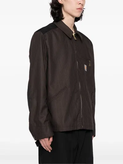 Shop Junya Watanabe Men Zipper Jacket In Brw/bg Blk