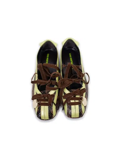 Shop Kiko Kostadinov Women Lella Hybrid Shoe In Brown Python/golden Lime