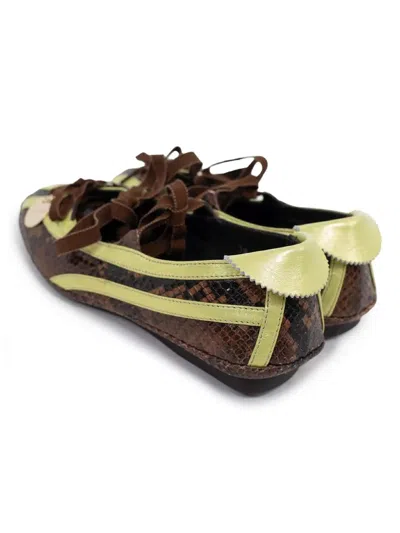 Shop Kiko Kostadinov Women Lella Hybrid Shoe In Brown Python/golden Lime