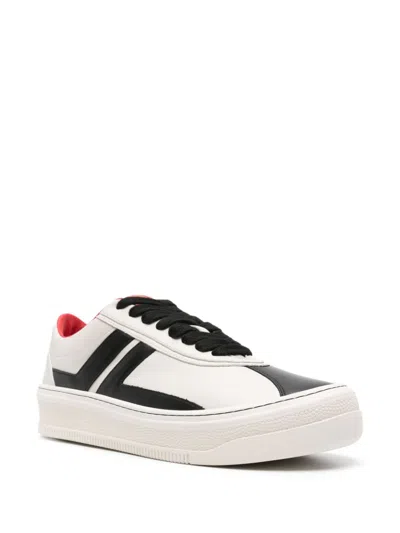 Shop Lanvin X Future Men Leather Cash Sneakers In B013 Off White/black