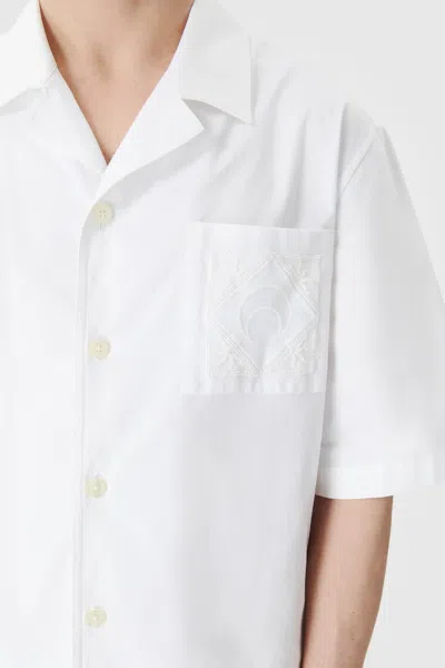 Shop Marine Serre Unisex Regenerated Household Linen Bowling Shirt In Wh10 White
