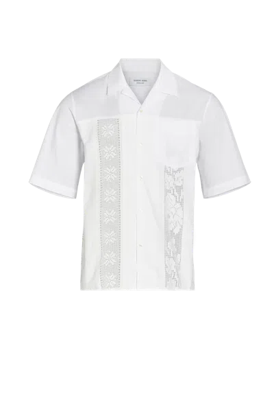 Shop Marine Serre Unisex Regenerated Household Linen Bowling Shirt In Wh10 White