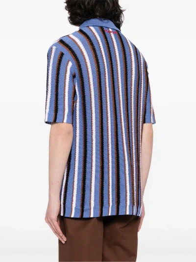 Shop Marni Cotton Cable Striped Polo Shirt In Inb37 Opal