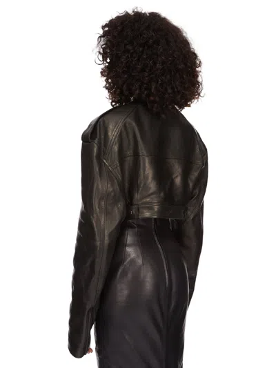 Shop Rick Owens Women Micro Biker Jacket In 09 Black