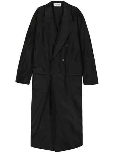 Shop Saint Laurent Men Croise Coat In 1000 Noir
