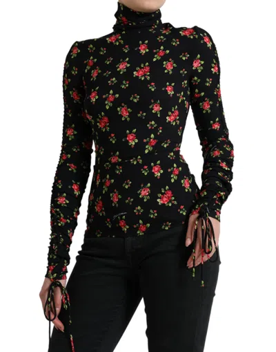 Shop Dolce & Gabbana Elegant Floral Silk Blend Women's Top In Black