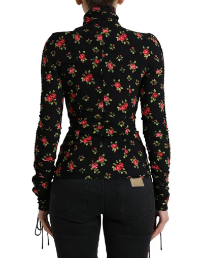Shop Dolce & Gabbana Elegant Floral Silk Blend Women's Top In Black