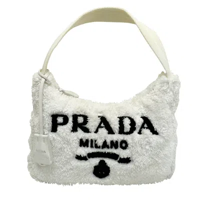 Shop Prada Re-edition White Fur Shoulder Bag ()