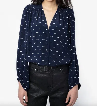 Shop Zadig & Voltaire Turin Cdc Polka Wing Blouse In Navy/white In Multi